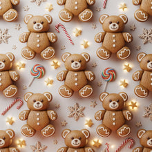 Load image into Gallery viewer, Christmas Tablecloth – 3D Teddy Bear Gingerbread Design
