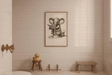 Load image into Gallery viewer, Funny Elephant Bathroom Poster, Reading Newspaper, Animal Humor Print. without frame
