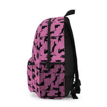 Load image into Gallery viewer, Black Cat Silhouette Pink Backpack, Personalized Feline Print Girls Rucksack, Whimsical Kitten Daypack, Daughter Animal Lover Birthday Gift
