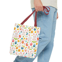 Load image into Gallery viewer, Whimsical Easter Tote Bag - Bunny &amp; Egg Design for Spring, Reusable Shopping Bag, Cute Gift for Easter Basket, Spring Decor, Eco-Friendly
