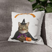 Load image into Gallery viewer, Halloween Cat Witch Pillowcase, Spooky Autumn Decor

