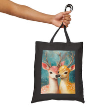 Load image into Gallery viewer, Romantic Deer Couple Tote Bag - Cute Animal Lover Gift, Women's Shopper for Valentine's, Cotton Canvas Handbag, Reusable Grocery Bag,
