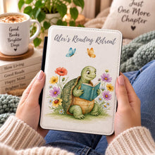 Load image into Gallery viewer, Whimsical Turtle Reading Kindle Case , Cute Book Sleeve (2024-2025), Personalized Kindle Case, Animal Kindle
