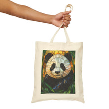 Load image into Gallery viewer, Stained Glass Panda Tote Bag | Colorful Panda Artwork, Canvas Shopper
