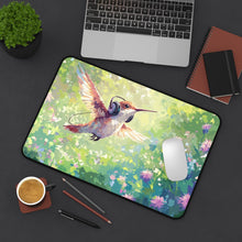 Load image into Gallery viewer, Hummingbird Desk Mat: Colorful Romantic Office Decor, Animal Lover Gift
