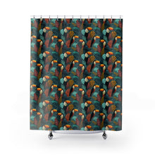 Load image into Gallery viewer, Tropical Toucan Shower Curtain, Vibrant Jungle Bathroom Decor

