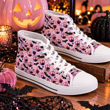 Load image into Gallery viewer, Pink Pansy Pattern High Top Sneakers
