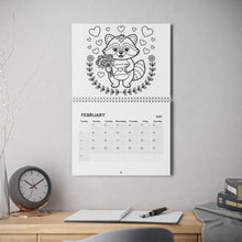 Load image into Gallery viewer, Raccoon Coloring Calendar 2027, Coloring Wall Calendar, Cute Raccoon Art, Creative Animal Gift
