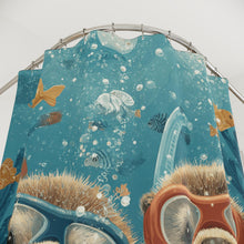 Load image into Gallery viewer, Cute Scuba Diving Otters Shower Curtain | Funny Otter Bathroom Decor
