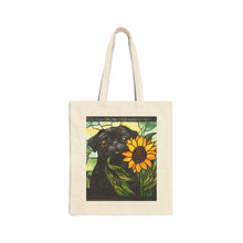 Load image into Gallery viewer, Black Pug Tote Bag, Stained Glass Sunflower Dog Bag, Gift for Pug Lover, Pug Mom Gift, Black Pug Gifts, Dog Lover Tote
