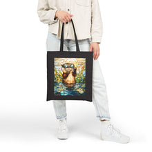 Load image into Gallery viewer, Stained Glass Style Watercolor Otter Sunglasses Tote Bag
