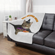 Load image into Gallery viewer, Halloween Cat Minky Blanket, Personalized Cozy Throw

