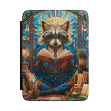 Load image into Gallery viewer, Reading Raccoon Stained Glass Kindle Case , Book Lover Sleeve, Raccon Art, Book Lover Gift For Christmas, Kindle Skin, Animal Kindle

