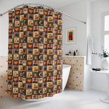 Load image into Gallery viewer, Patchwork Halloween Owls Pumpkin Cats Ghosts Shower Curtain | Fall Bathroom Decor
