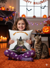 Load image into Gallery viewer, Halloween Cat Witch Pillowcase, Spooky Autumn Decor
