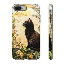 Load image into Gallery viewer, Black Cat Stained Glass Phone Case, Animal Lover Gift
