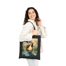 Load image into Gallery viewer, Stained Glass Style Watercolor Otter Sunglasses Tote Bag
