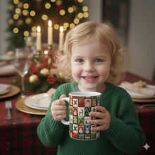 Load image into Gallery viewer, Christmas Patchwork Icons Mug , Ceramic Mug, Unique Gift for Holiday
