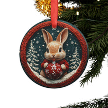Load image into Gallery viewer, Rabbit Christmas Ornament: Knitted Design, Holiday Decor
