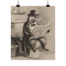 Load image into Gallery viewer, Funny Otter on Toilet Matte Vertical Poster | Bathroom Decor, Otter Lover Art
