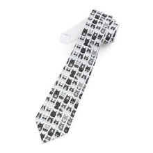 Load image into Gallery viewer, Black and white Cat Print Necktie, Fun Polyester Tie for Cat Lovers
