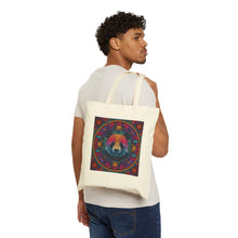 Load image into Gallery viewer, Colorful  Panda Bear Mandala Cotton Tote Bag | Psychedelic Animal Flower Design
