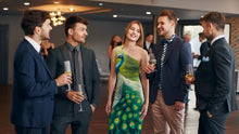Load image into Gallery viewer, Peacock Print One-Shoulder Dress
