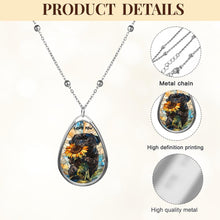 Load image into Gallery viewer, Custom Pug Necklace: Stained Glass Sunflower Art, Stainless Steel Pendant
