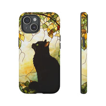 Load image into Gallery viewer, Black Cat Stained Glass Phone Case: Protective Pet Lover Gift
