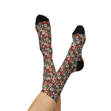 Load image into Gallery viewer, Patchwork Christmas Socks – Holiday Quilt Pattern Socks
