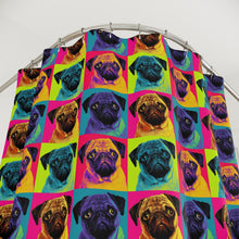 Load image into Gallery viewer, Vibrant Pug Shower Curtain, Colorful Pop Art Bathroom Decor, Pug Art
