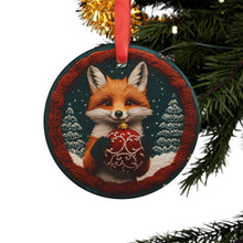 Load image into Gallery viewer, Fox Knitted Design Acrylic Ornament, Christmas Holiday Decor
