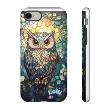 Load image into Gallery viewer, Stained Glass Owl Phone Case, Colorful Animal Print, Tough Dual Layer
