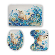 Load image into Gallery viewer, 3-Piece Seal Bathroom Set – Flannel Toilet Mat, Lid Cover &amp; Bath Rug
