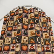 Load image into Gallery viewer, Patchwork Halloween Owls Pumpkin Cats Ghosts Shower Curtain | Fall Bathroom Decor
