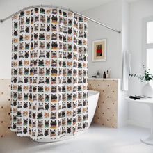 Load image into Gallery viewer, Funny Cat Faces Shower Curtain, Quirky Dressed Feline Portrait Bath Curtain, Whimsical Novelty Bathroom Decor, Kitty Lover Housewarming Gift
