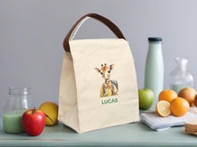 Load image into Gallery viewer, Personalized Animal Cotton Canvas Lunch Bag, Kids Back to School Gift
