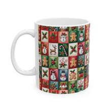 Load image into Gallery viewer, Christmas Patchwork Icons Mug , Ceramic Mug, Unique Gift for Holiday
