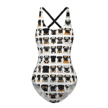 Load image into Gallery viewer, Pug Print One-Piece Swimsuit, Dog Mom Bathing Suit
