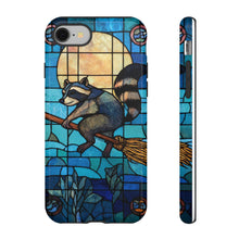Load image into Gallery viewer, Raccoon Witch Phone Case: Stained Glass Art, Protective TPU Cover
