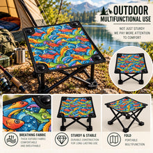 Load image into Gallery viewer, Colorful Fish Pattern Oxford Camping Stool, Portable Foldable Lightweight Seat, Compact Travel Fishing Stool, outdoor furniture,Camping Gear

