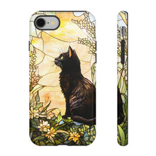 Load image into Gallery viewer, Black Cat Stained Glass Phone Case, Animal Lover Gift
