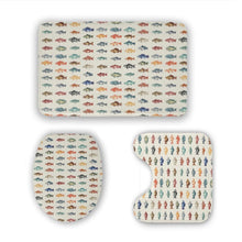 Load image into Gallery viewer, Colorful Fish Bathroom Rug Set, Fish Pattern Bathroom Set, Mat Non Slip Toilet Cover Set

