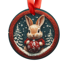 Load image into Gallery viewer, Rabbit Christmas Ornament: Knitted Design, Holiday Decor
