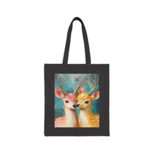 Load image into Gallery viewer, Romantic Deer Couple Tote Bag - Cute Animal Lover Gift, Women's Shopper for Valentine's, Cotton Canvas Handbag, Reusable Grocery Bag,
