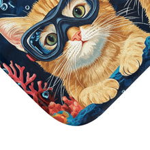 Load image into Gallery viewer, Underwater Cats with Goggles Bath Mat | Cute Kittens Scuba Ocean Coral
