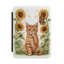 Load image into Gallery viewer, Sunflower Kitten Kindle Case , Orange Tabby design, Gift For Book Lover and Cat Owner, Christmas Gift For Mom
