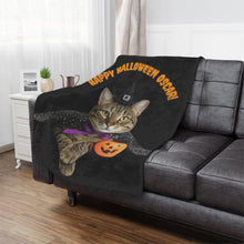 Load image into Gallery viewer, Halloween Cat Minky Blanket, Personalized Cozy Throw
