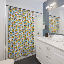 Load image into Gallery viewer, Rubber Duck Shower Curtain: Nautical Ocean Theme, Kids Bathroom Decor
