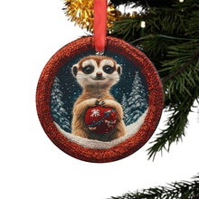 Load image into Gallery viewer, Meerkat Christmas Ornament, Knitted Digital Design, Animal Lover Holiday Decor
